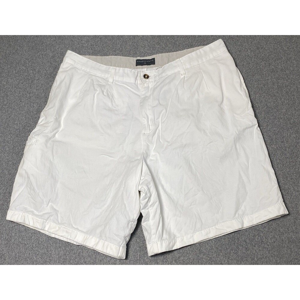 Saddlebred Mens Pleated White  Shorts 100% Cotton 38W. 5 Pockets